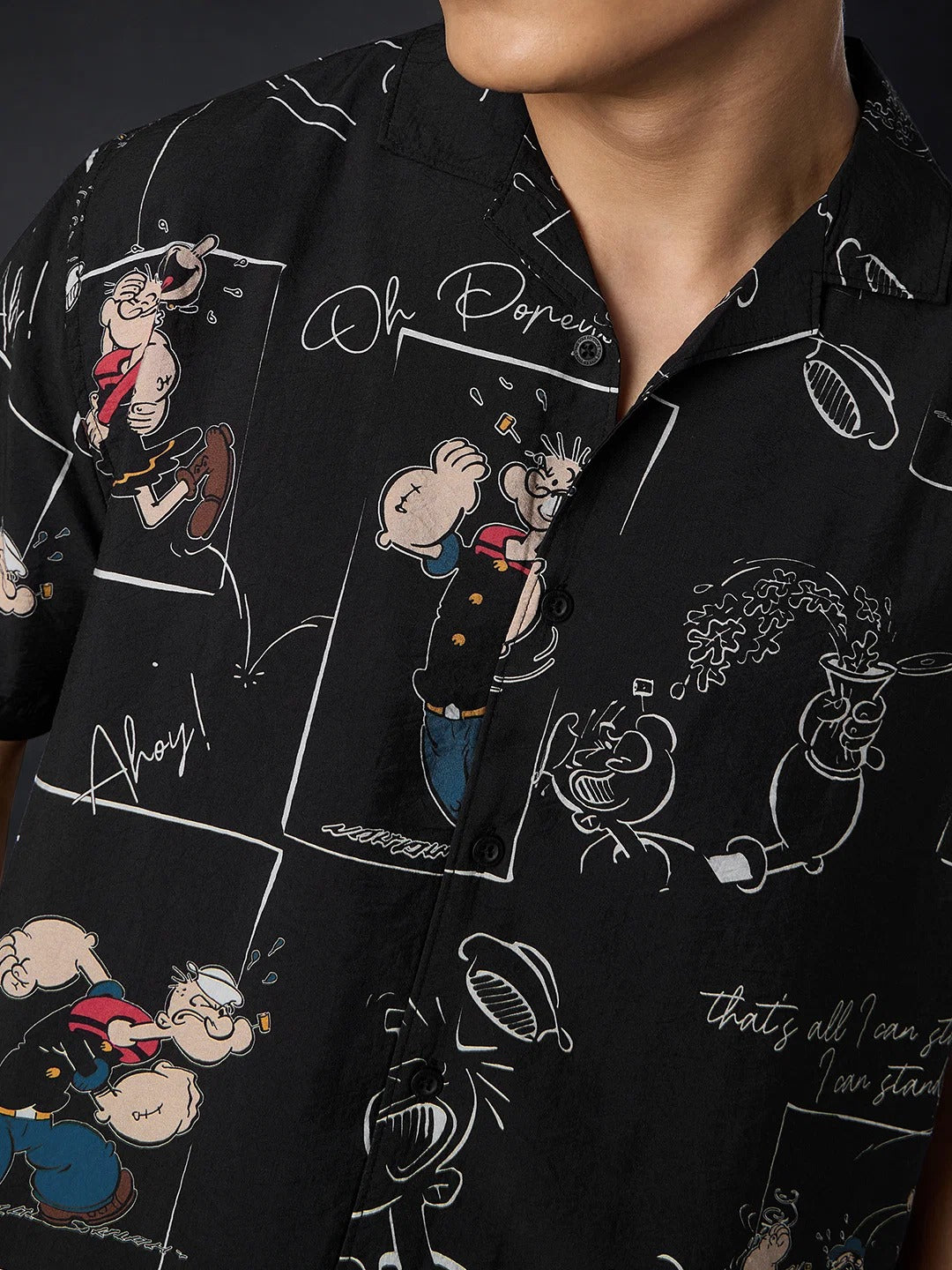 KRM Men’s Cartoon Print Rayon Resort Shirt – Casual Half Sleeve Button-Down