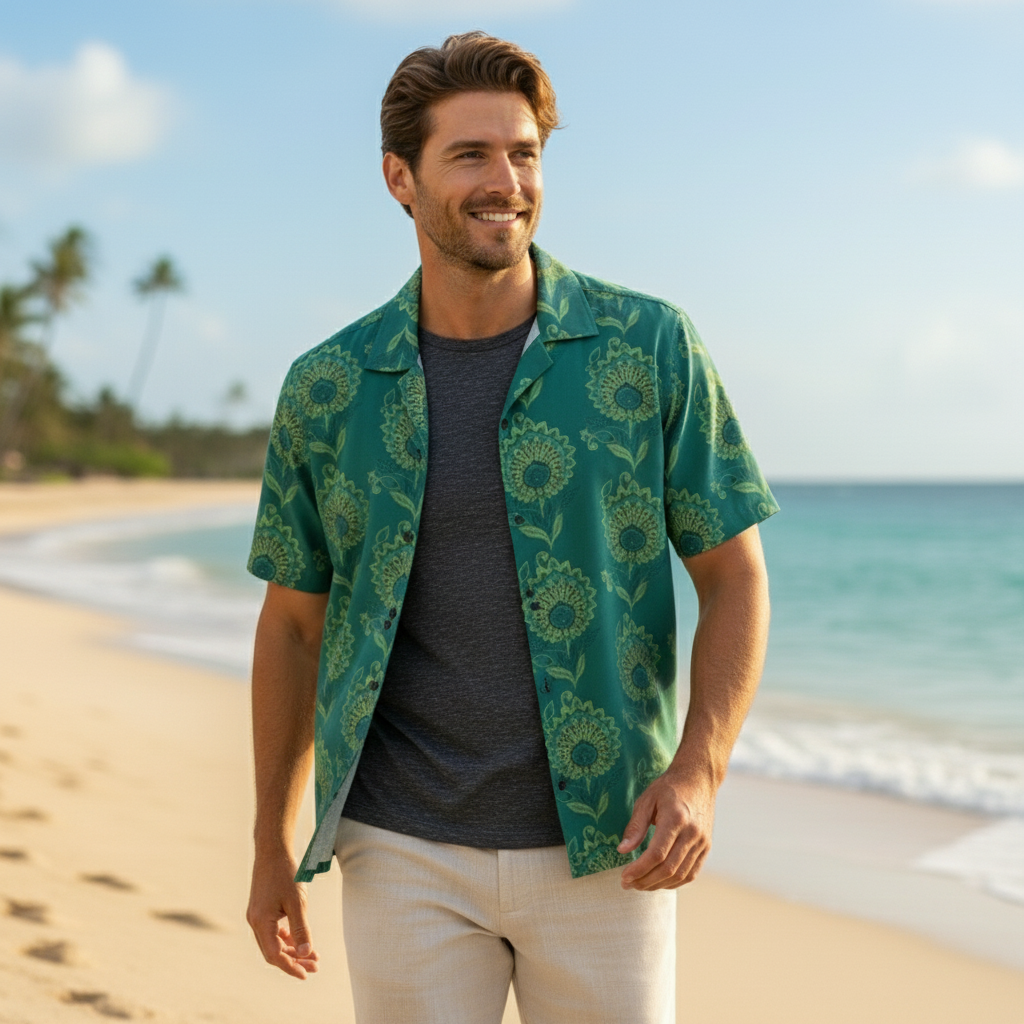 KRM Men’s Beachwear Floral Shirt – Lightweight & Stylish