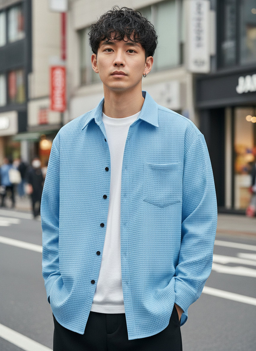 KRM Men’s White Textured Cotton Casual Shirt – Full Sleeves, Regular Fit