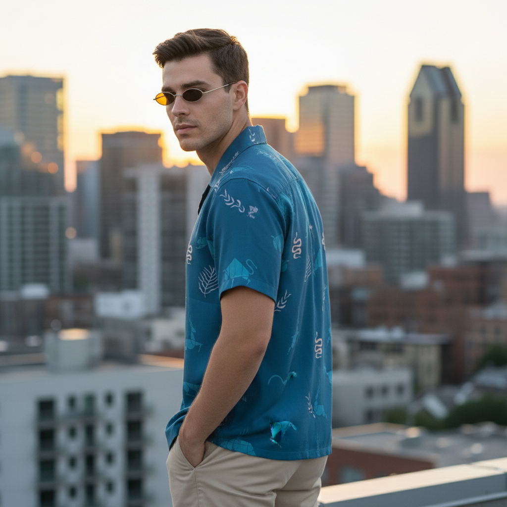 KRM Men’s Trendy Printed Resort Shirt – Lightweight & Comfortable