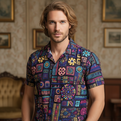 KRM Men’s Geometric Print Shirt – Premium Casual Wear