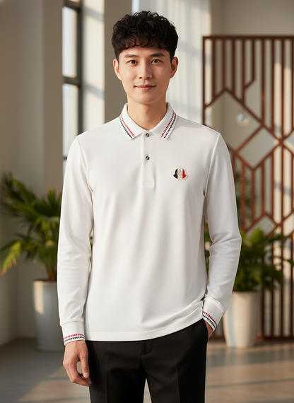 KRM Men’s Long Sleeve Polo T-Shirt – Premium Cotton Casual Wear