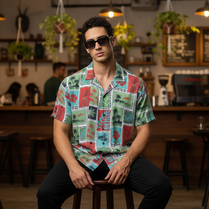 KRM Men’s Tropical Graphic Rayon Shirt – Soft & Comfortable