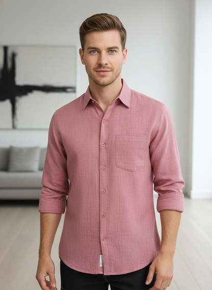 KRM Men’s Linen Long Sleeve Shirt – Premium Breathable Casual Wear
