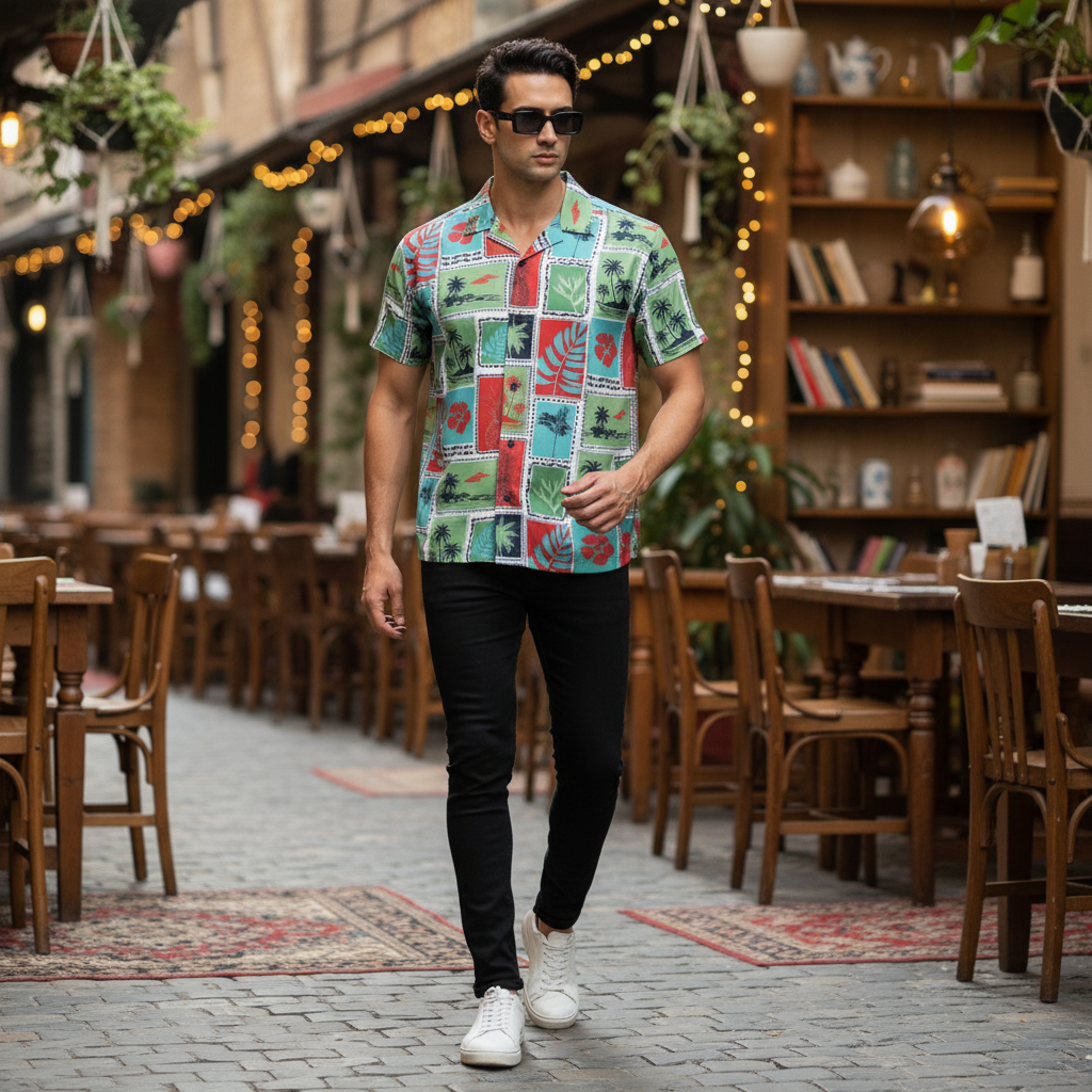 KRM Men’s Tropical Graphic Rayon Shirt – Soft & Comfortable