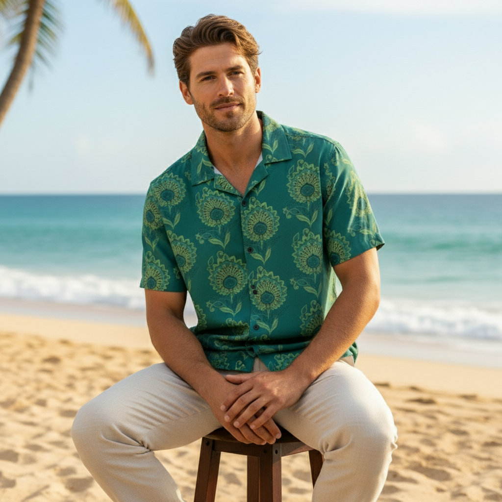 KRM Men’s Beachwear Floral Shirt – Lightweight & Stylish