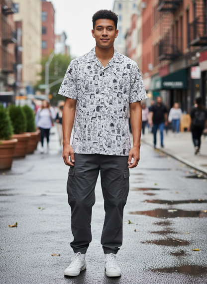 KRM Men’s Doodle Print Shirt – Premium Casual Wear