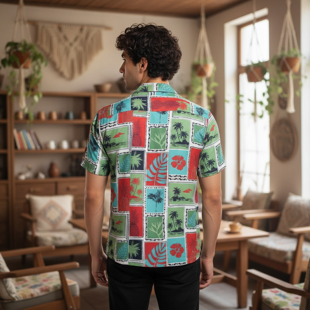 KRM Men’s Tropical Graphic Rayon Shirt – Soft & Comfortable