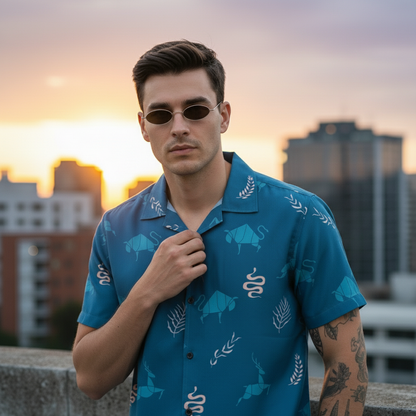 KRM Men’s Trendy Printed Resort Shirt – Lightweight & Comfortable