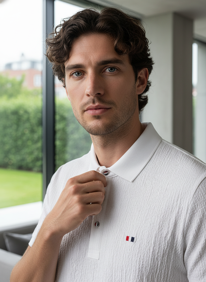 KRM Men’s Textured Polo T-Shirt – Premium Popcorn Blend Casual Wear