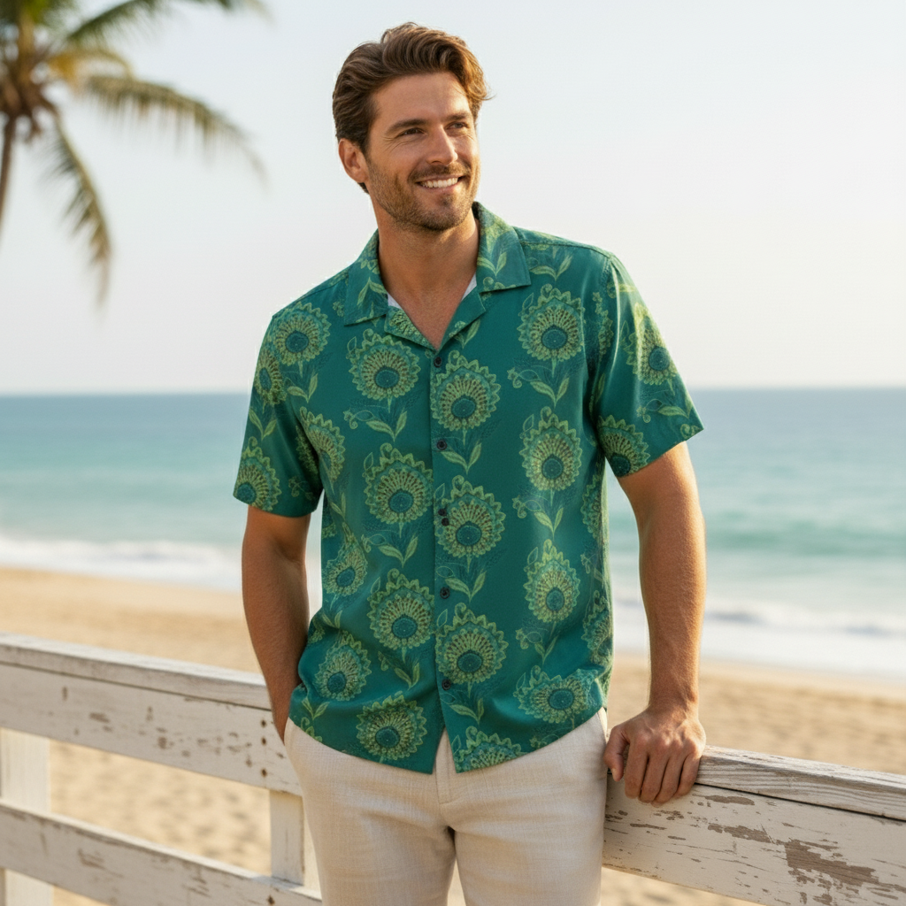 KRM Men’s Beachwear Floral Shirt – Lightweight & Stylish