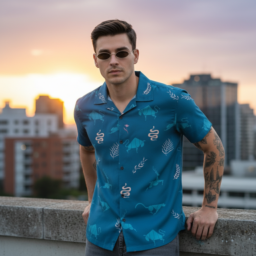 KRM Men’s Trendy Printed Resort Shirt – Lightweight & Comfortable