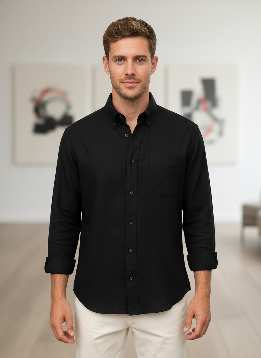 KRM Men’s Linen Long Sleeve Shirt – Premium Breathable Casual Wear