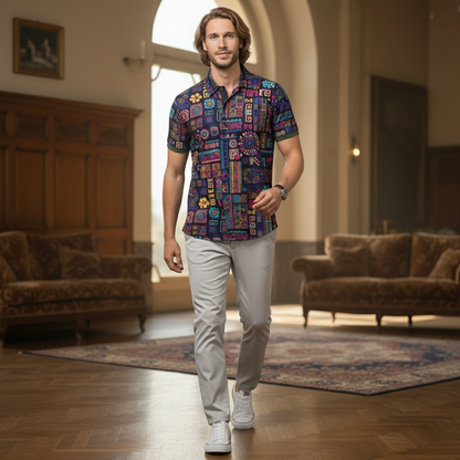 KRM Men’s Geometric Print Shirt – Premium Casual Wear