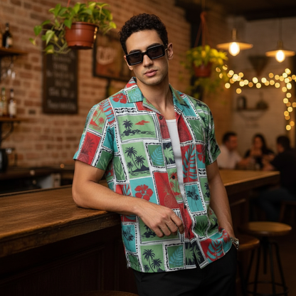 KRM Men’s Tropical Graphic Rayon Shirt – Soft & Comfortable