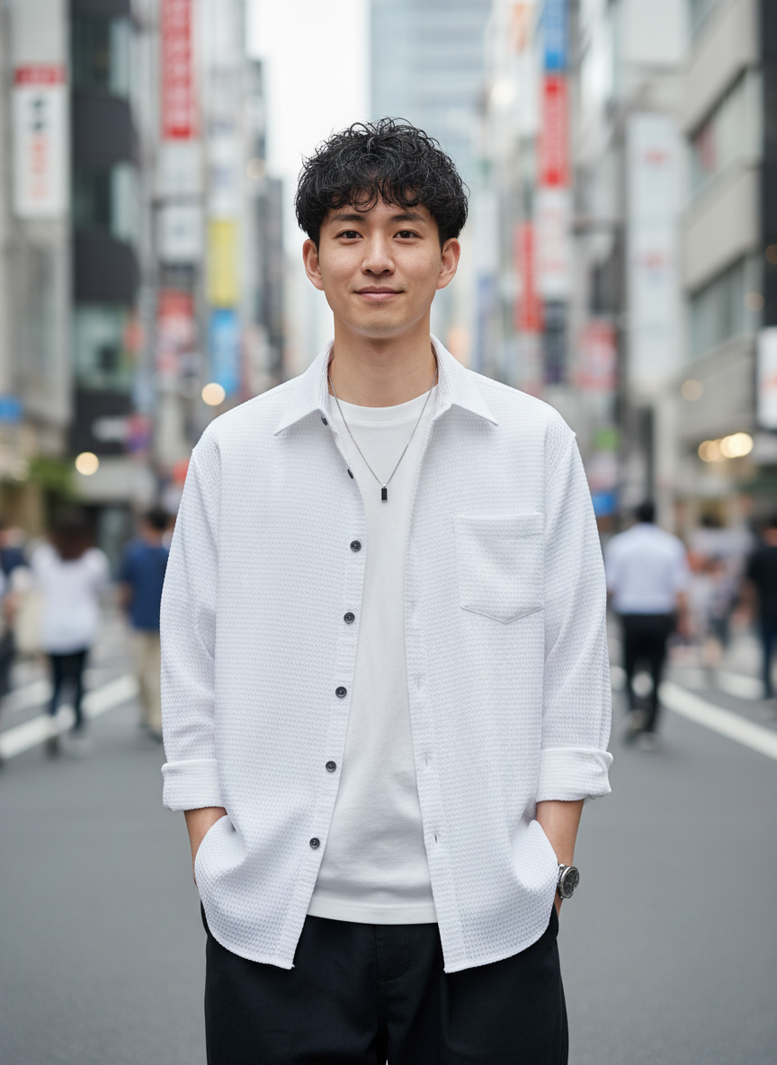 KRM Men’s White Textured Cotton Casual Shirt – Full Sleeves, Regular Fit