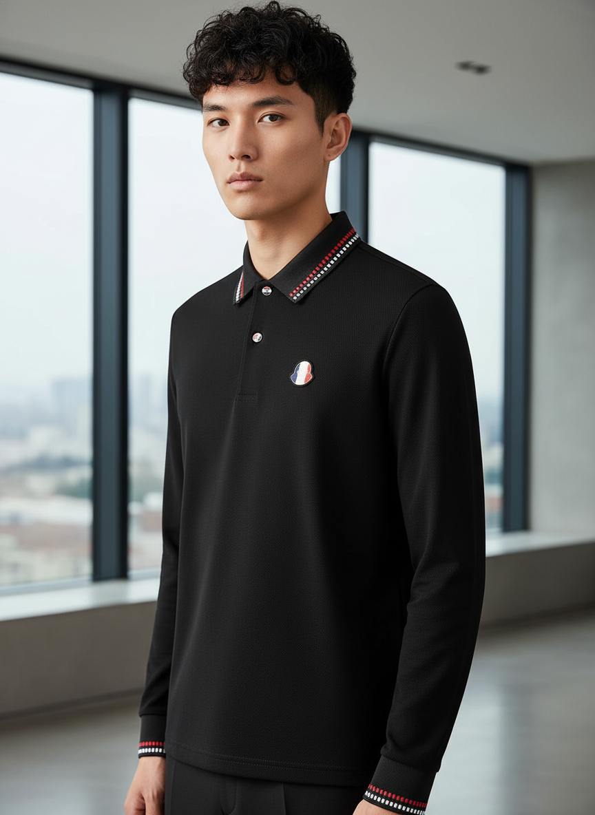 KRM Men’s Long Sleeve Polo T-Shirt – Premium Cotton Casual Wear