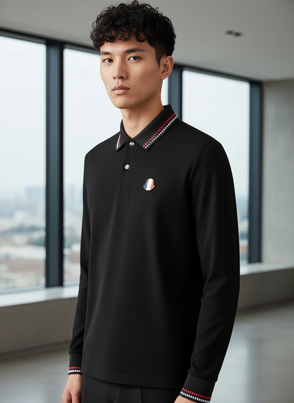 KRM Men’s Long Sleeve Polo T-Shirt – Premium Cotton Casual Wear