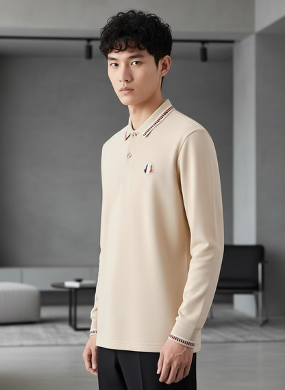 KRM Men’s Long Sleeve Polo T-Shirt – Premium Cotton Casual Wear