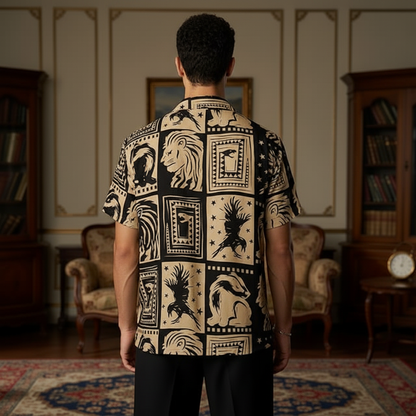 KRM Men’s Premium Abstract Print Shirt – Relaxed Casual Wear