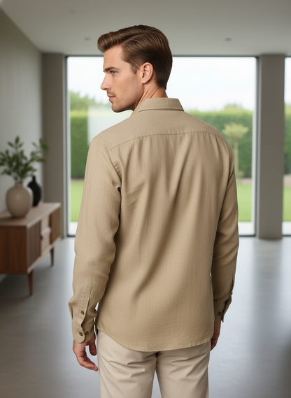 KRM Men’s Linen Long Sleeve Shirt – Premium Breathable Casual Wear